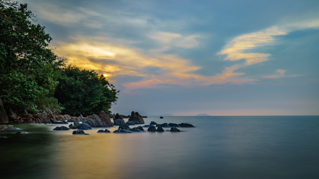 Rabbit Island, Sunset, Sunsrise, Sea, Clouds, Cambodia